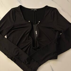 Fashion Nova Elegant Black Long Sleeve Top